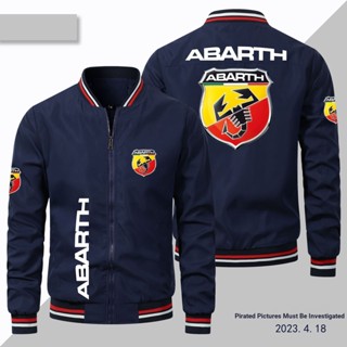 เสื้อแจ็กเก็ตเบสบอล แบบบาง แต่งซิป กันลม ลายโลโก้ Abarth เหมาะกับใส่ขับขี่กลางแจ้ง