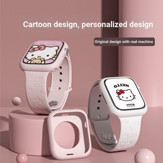 สายนาฬิกาข้อมือซิลิโคน พิมพ์ลาย Hello Kitty สําหรับ Apple Watch Band Iwatch 8 7 620230625