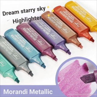 [Morandi Highlighter] [ปากกามาร์กเกอร์สีเรโทร] Guangna 6627 Morandi ไฮไลท์เมทัลลิก ป้องกันดวงตา