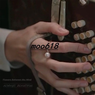 ** Moo618 * Eve Xu Ruizhi แหวนเพทาย ประดับไข่มุก ปรับได้ ระดับไฮเอนด์ แฟชั่นสําหรับผู้หญิง