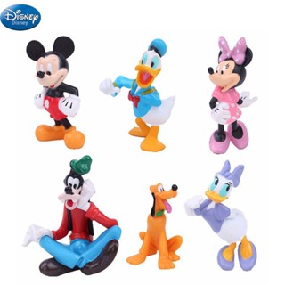 ตุ๊กตาฟิกเกอร์ PVC รูป Disney Mickey Mouse Goofy Minnie สําหรับตกแต่งเค้ก จํานวน 6 ชิ้น ต่อชุด