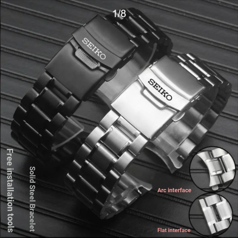[cooc] สายนาฬิกาข้อมือสเตนเลส สีดําด้าน สําหรับ Seiko SEKIO 20 22S56