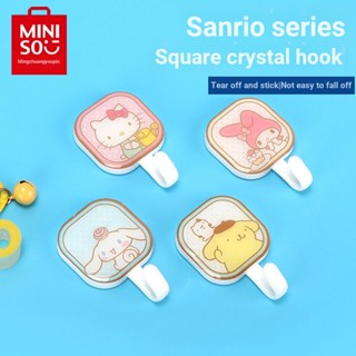 [ตะขอแขวน ไม่ต้องเจาะรู] [แนะนําหนังสือ สีแดง ขนาดเล็ก] MINISO MINISO ตะขอคริสตัล ทรงสี่เหลี่ยม ไม่ต้องเจาะรู สําหรับแขวนเสื้อผ้า ติดผนัง