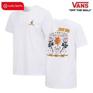 Vans Vance เสื้อยืดแขนสั้นลําลอง ทรงหลวม พิมพ์ลาย สีขาว แฟชั่นฤดูร้อน สําหรับสตรี