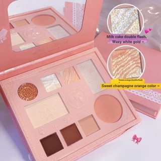 ✨Sunset beauty Good Bear อายแชโดว์พาเลท บลัชออน ไฮไลท์ เพิ่มความกระจ่างใส แต่งลูกไม้ รูปหัวใจ สําหรับเด็กผู้หญิง