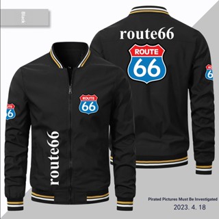 Route 66 เสื้อแจ็กเก็ตเบสบอล แบบบาง มีซิป กันลม สําหรับเล่นกีฬากลางแจ้ง