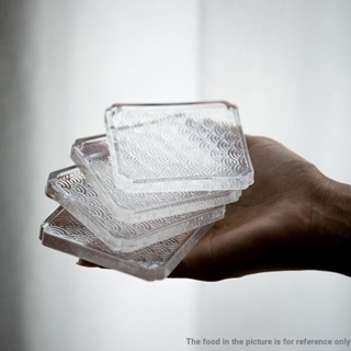 [Glacier Glass Coaster] [ฉนวนกันความร้อน กันลวก] ที่วางแก้วน้ํา ทรงสี่เหลี่ยม สไตล์ญี่ปุ่น อุปกรณ์เสริม สําหรับจานรองแก้วชา