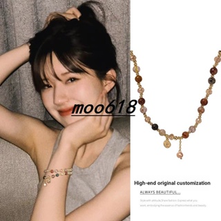 ** Moo618 * Zhao Lusi สร้อยข้อมือลูกปัดหินธรรมชาติ สองชั้น หรูหรา ระดับไฮเอนด์ ซ้อนกัน หลากสี แฟชั่นฤดูร้อน สําหรับผู้หญิง