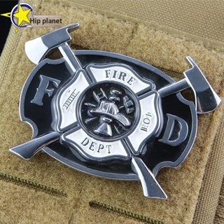 Fire Fighter FIRE DEPT แผ่นแปะตีนตุ๊กแก 3D ตราสัญลักษณ์ สายรัดแขน ตกแต่งเสื้อแจ็กเก็ตยีน หมวกเป้