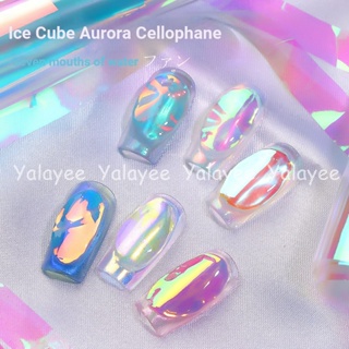 Yalayee [Manicure Accessories] の Ins กระดาษแก้วน้ําแข็ง เลเซอร์ออโรร่า สีแดง สําหรับตกแต่งเล็บ