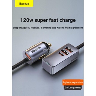 Baseus ปลั๊กแปลงที่จุดบุหรี่ในรถยนต์ 120w อเนกประสงค์ สําหรับสามส่วนต่อขยาย usb