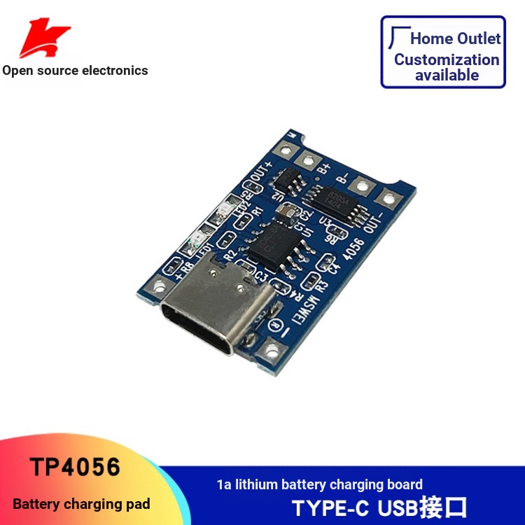 ((แพ็กละ 2 ชิ้น) บอร์ดชาร์จแบตเตอรี่ลิเธียม TP4056 1A TYPE-C USB