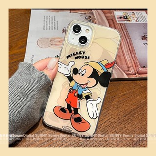 Disney เคสโทรศัพท์มือถือแบบแข็ง กันกระแทก ลายมิกกี้เมาส์ สไตล์เรโทร สําหรับ iphone 15 14 13 11 12 pro max