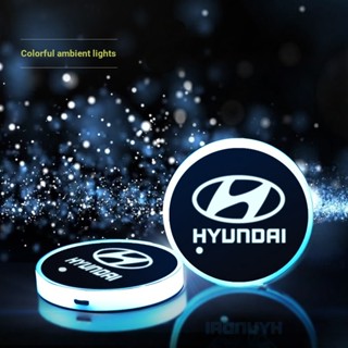 Hyundai HYUNDAI ที่รองแก้วน้ํา LED ELANTRA IX25 IX35 SONATA MISTRA หลากสี สําหรับตกแต่งภายในรถยนต์