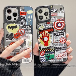 เคสโทรศัพท์มือถือแบบกระจก หนา กันกระแทก ลาย Avengers Marvel Justice League สําหรับ iphone 15 13 11 12 pro max