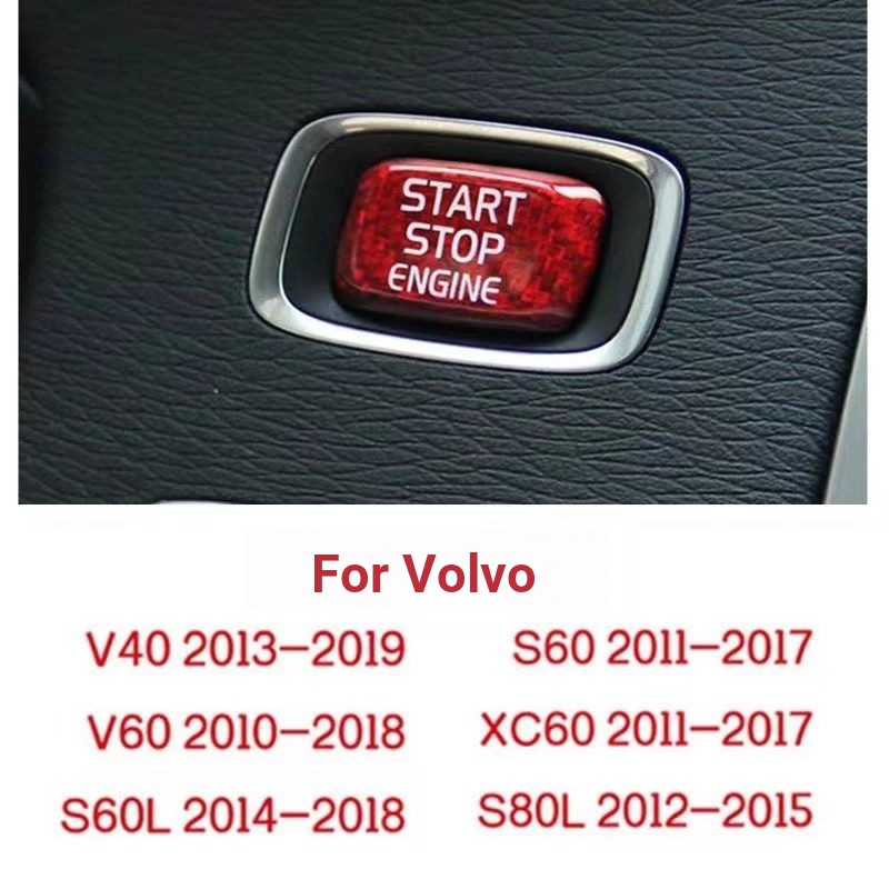 VOLVO S60L V60 V40 S60 Old Style XC60 คาร์บอนไฟเบอร์ One-Button Start ปุ่มสติกเกอร์จุดระเบิด VOLVO อ