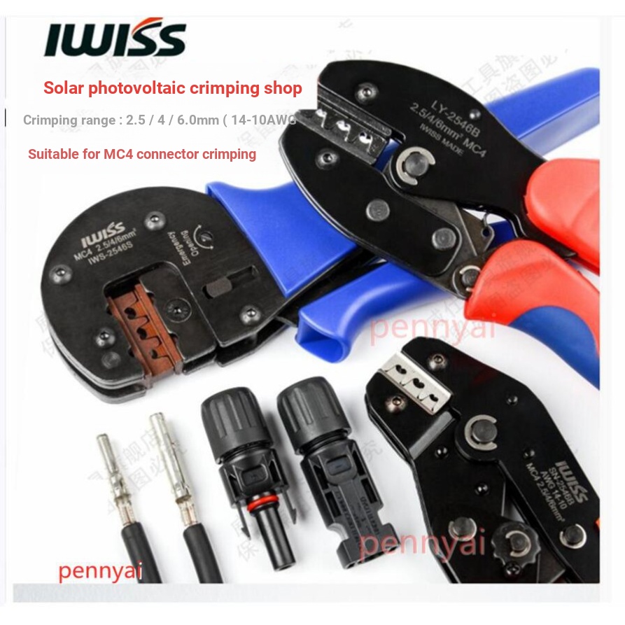 IWISS MC4 Connector Terminal Crimping คีมผสมพลังงานแสงอาทิตย์ Photovlusic Crimping คีม MC3 Terminal 