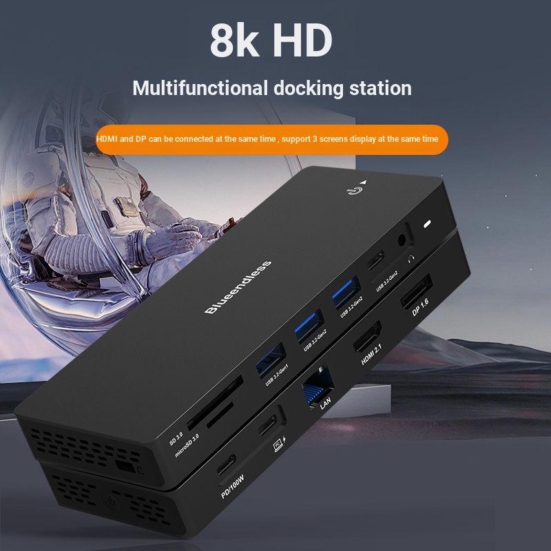 Lanshuo 8k 30hz Docking Station type-c Multi-Screen Abnormal Display hdmi2.1/dp1.4 Notebook Docking 