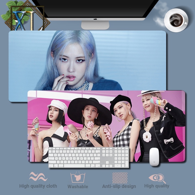 แผ่นรองเมาส์ คีย์บอร์ด ขนาดใหญ่พิเศษ ลาย Hallyu Star BLACKPINK Kim Ji-soo Kim Ji-ni Park Chae-young LISA สําหรับคอมพิวเตอร์ตั้งโต๊ะ