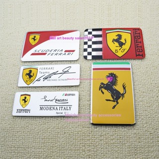 สติกเกอร์ฉลากอลูมิเนียม แบบบาง ลายทีม FERRARI สําหรับตกแต่งภายในรถยนต์