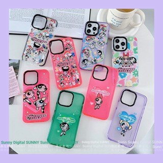 เคสโทรศัพท์มือถือ ซิลิโคนใส หนา กันกระแทก ลาย Powerpuff Girls สําหรับ iphone 14 13 15 12 11 pro max