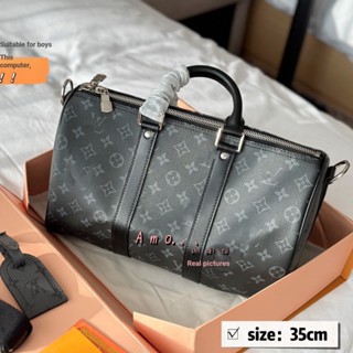 Keepall35 กระเป๋าถือ กระเป๋าสะพายไหล่ หนังแท้ ทรงหมอน สําหรับผู้ชาย ผู้หญิง