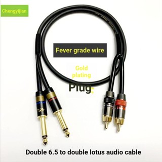 0914 Fever Grade Dual 6.5 to Dual Lotus สายเคเบิ้ลเสียง Dual Big Two Core to Dual rca Two to Two AV to 6.35 Mixing Station
