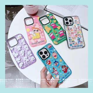 เคสโทรศัพท์มือถือ ซิลิโคนใส หนา กันกระแทก ลายการ์ตูนชินจัง สําหรับ iphone 15 14 13 12 pro max