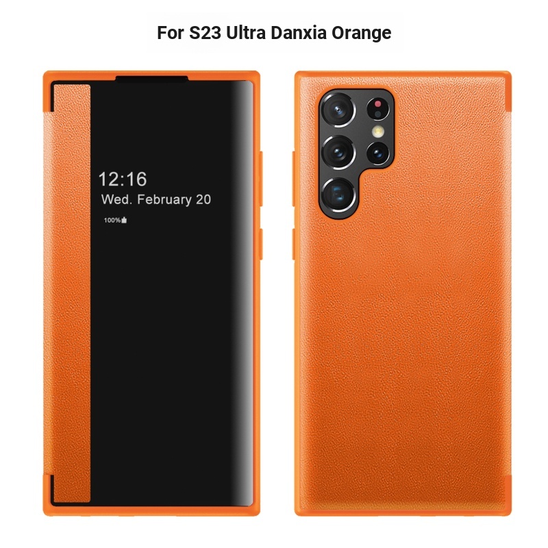 Flip Smart View เคสโทรศัพท์หนังสําหรับ Samsung Galaxy S23 S22 S22 Ultra PLUS S20FE S21FE Note20 Ultra Hard กันกระแทกป้องกันเต็มรูปแบบ Shell