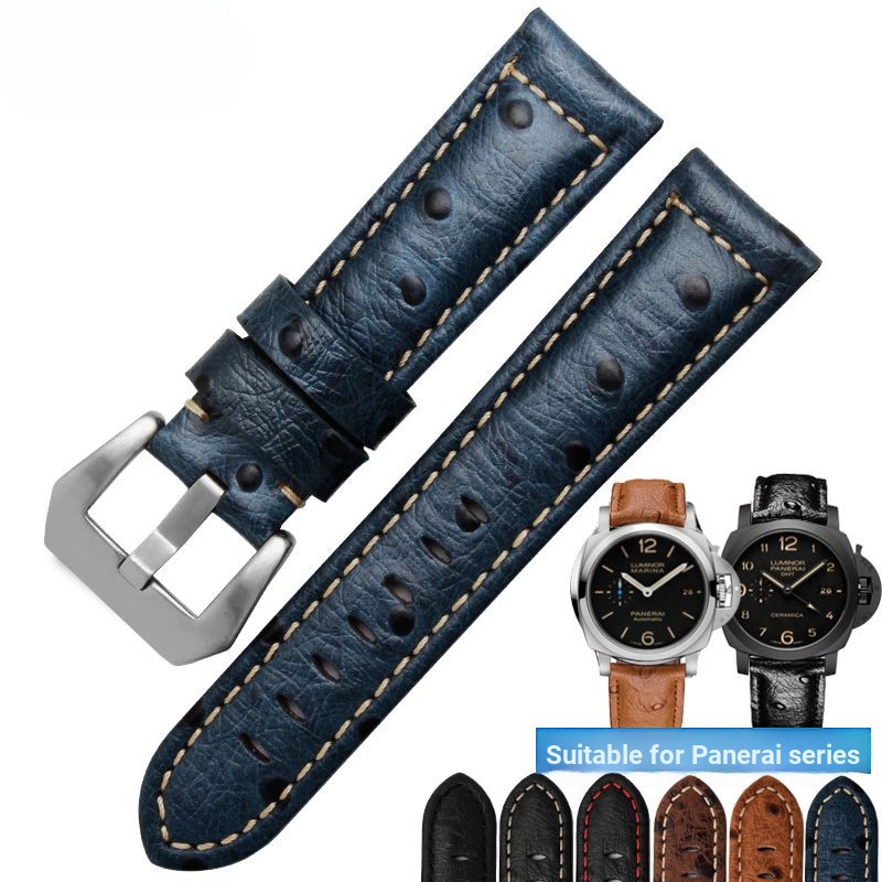 Panerai สายหนังแท้ลายนกกระจอกเทศ Panerai PAM111 สายนาฬิกา 22 24 26mm