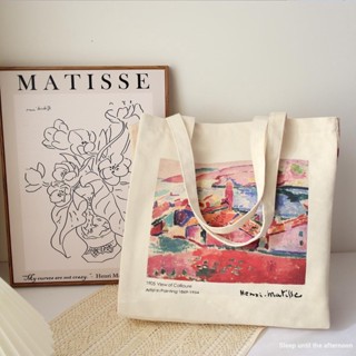 Matisse กระเป๋านักเรียนลําลอง ผ้าแคนวาส พิมพ์ลายภาพวาดสีน้ํามัน สําหรับผู้ชาย และผู้หญิง