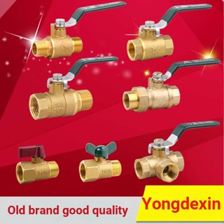 Yongdexin บอลวาล์วทองแดง 6 จุด ด้ามจับยาว สามทาง