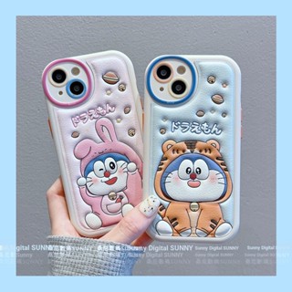 เคสโทรศัพท์มือถือหนัง ลายการ์ตูนโดราเอมอนน่ารัก สามมิติ สําหรับ iphone 15 14 13 11 12 pro max