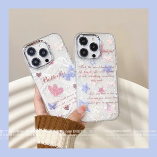 เคสโทรศัพท์มือถือ กันกระแทก ลายผีเสื้อน่ารัก แต่งกลิตเตอร์ดาว สําหรับ iphone 15 14 13 11 12 pro max