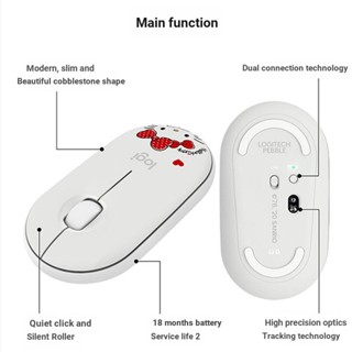 จัดส่งในวันเดียวกัน Logitech (โลจิเทค) Pebble Mouse แบบบางพิเศษ แบบพกพา ของขวัญคริสต์มาส สําหรับเด็กผู้หญิง