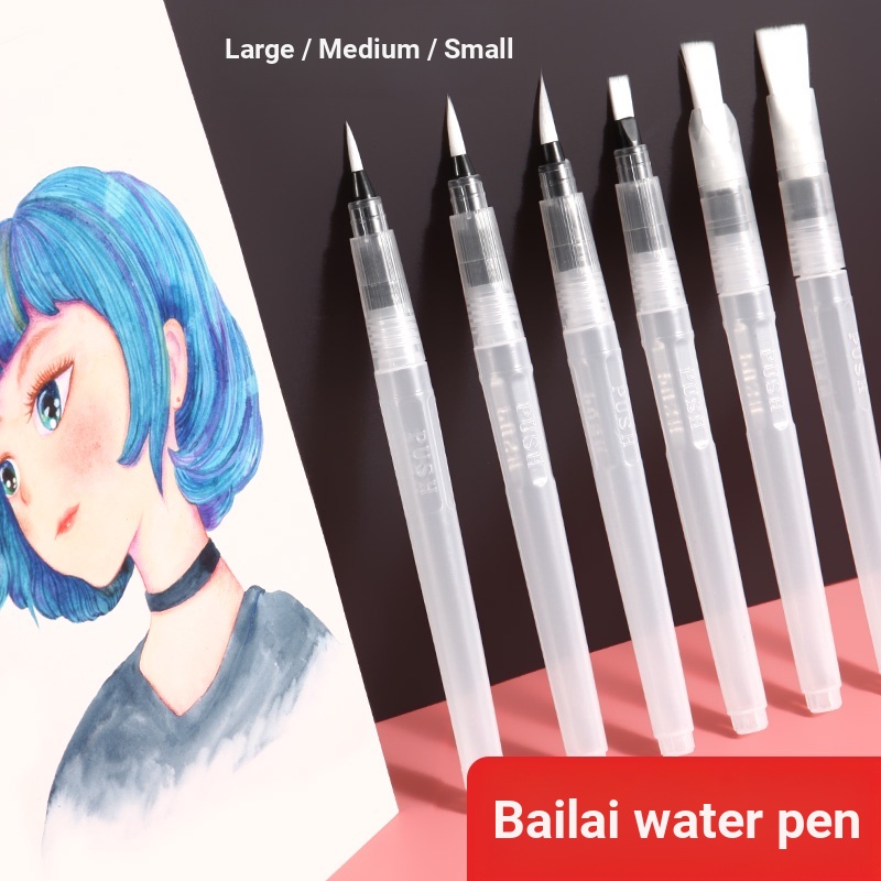 [จัดส่งปกติ] 6 ปากกา Fountain ชุดปากกาขนาดใหญ่ความจุ Soft Tip แปรงละลายน้ําได้ Hook Line แปรงแปรง Solid Pigment สีน้ํา Gouache สีละลายน้ําตะกั่ว Smudge Art Supplies