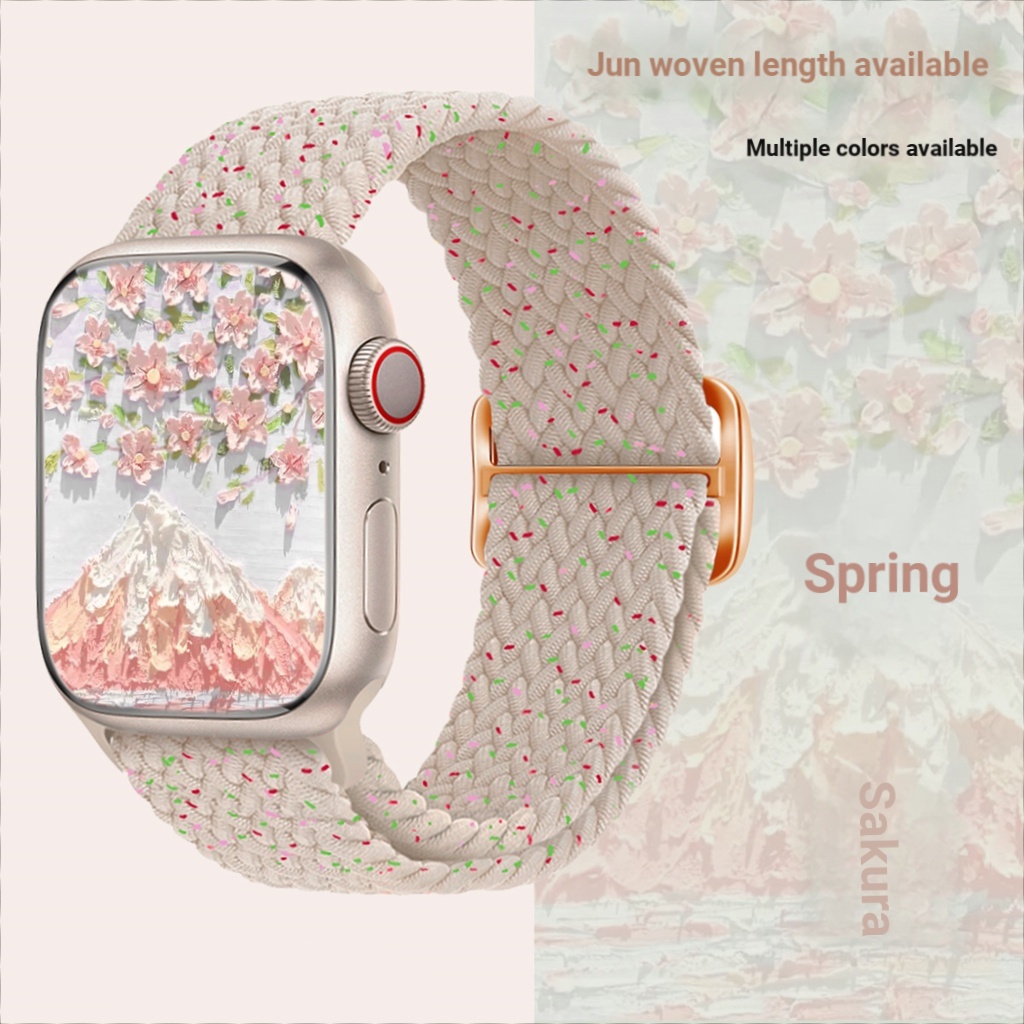 ดอกไม ้ สีไนลอนถักเลื ่ อนหัวเข ็ มขัดเหมาะสําหรับ Apple Watch สาย Apple Watch iwatch S8/Ultra/S7/SE/6/5/3/2/1 49 มม.45 มม . 41 มม .