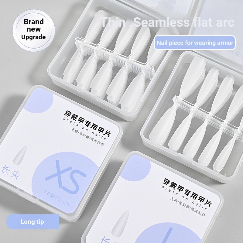 แพทช์เล็บสวมใส่มือ 100 ชิ้นในขนาด Long-Tip ร้านเล็บ Frosted Flat Arc สติ๊กเกอร์เต็มสติ๊กเกอร์ติดแผ่นแปะเล็บ