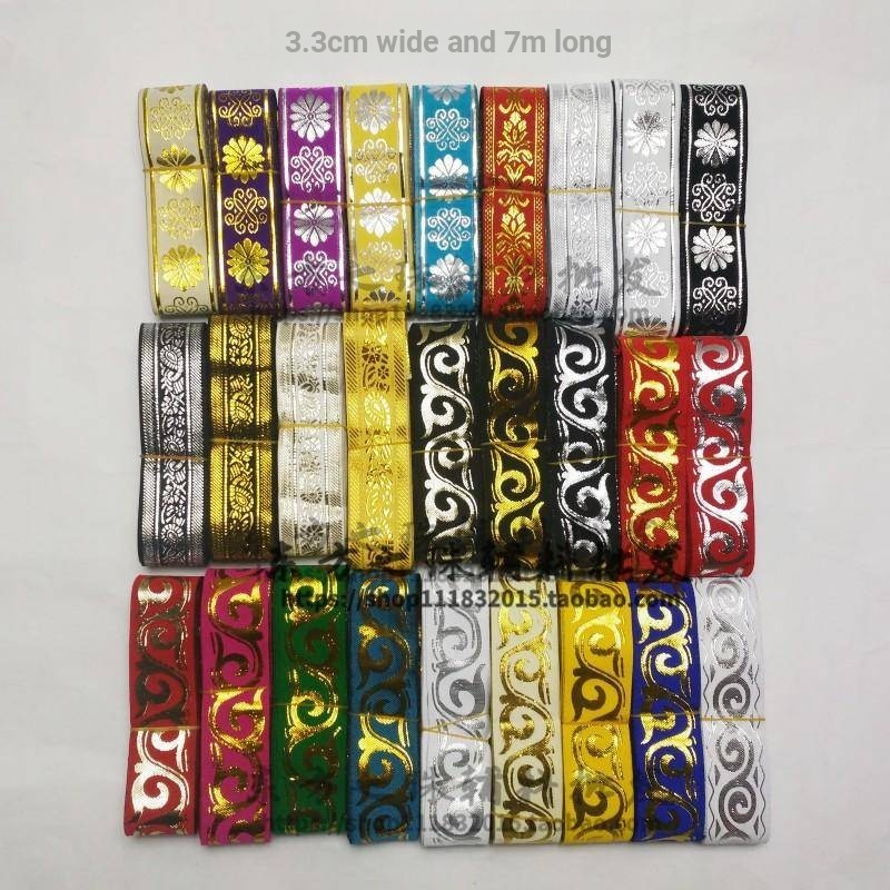 [ลูกไม้] กว้าง 3.3 แบนทองสีแดงมองโกเลียชนกลุ่มน้อยลักษณะชาติพันธุ์เมฆมงคลชาติพันธุ์ลูกไม้เวทีอะนิเมะเครื่องแต่งกายโบราณอุปกรณ์