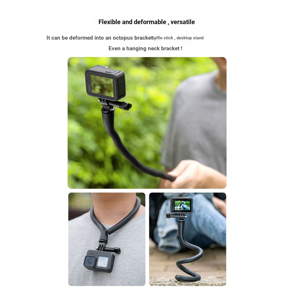 TELESIN วงเล็บแบบยืดหยุ่นเหมาะสําหรับ Insta360 Go 3s/X5/X4/ACE PRO/Go3/X3/oneX2/Gopro ยิงขี่รถจักรยานยนต์วงเล็บยึด