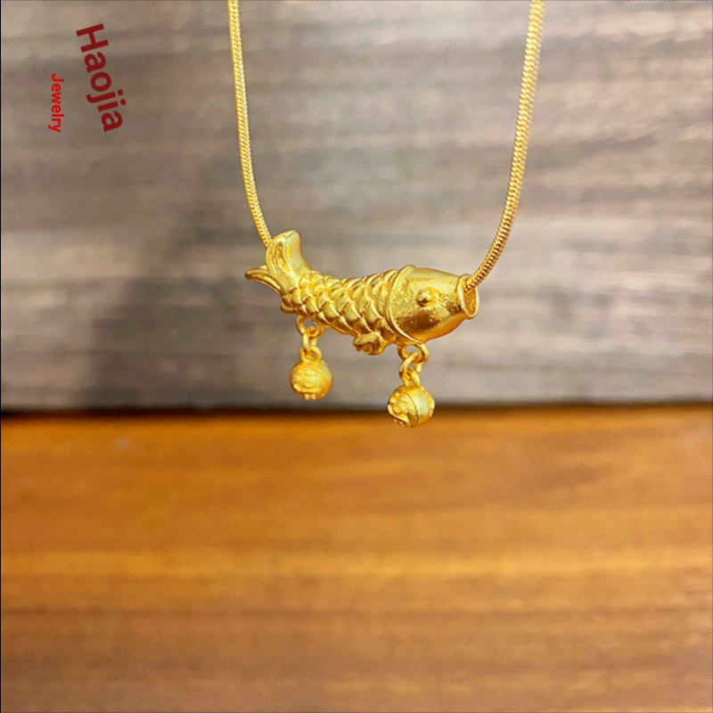 [ที่ต้องการ] วิธีโบราณ Bell Koi Fish Necklace Gold Store Same Style Koi Goldfish Retro First Clavicl