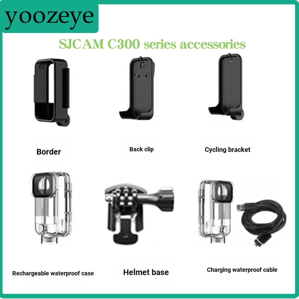 SJCAM ค300 กล้องกีฬาทุ่มเทขี่จักรยานวงเล็บกรอบกลับคลิปกันน้ํากรณีสายชาร์จกันน้ําด่วนที่วางจําหน่ายฐาน