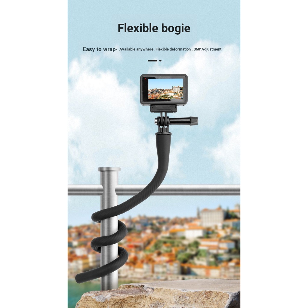 TELESIN วงเล็บแบบยืดหยุ่นเหมาะสําหรับ Insta360 Go 3s/X5/X4/ACE PRO/Go3/X3/oneX2/Gopro ยิงขี่รถจักรยานยนต์วงเล็บยึด