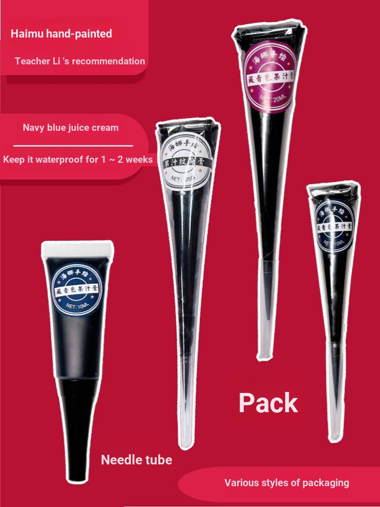 Jagua Juice Navy Blue Hand-Painted Cream Mass ขายอินเดีย Henna ครีมจําลองยาวนาน Pure Plant ความนิยม