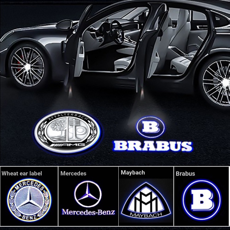 Mercedes-Benz ไฟประตูต้อนรับโปรเจคเตอร์ W204/W205/W176/W246/W212/W213/W221/W222/W253/CLA/E-Class/C-Class/GLA-Class รองรับ BLA B Apple Tree AMG Maybach BRABUS