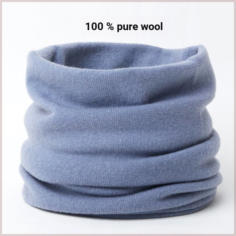 °ผ้าคลุมคอกันหนาว° 100% ผ้าพันคอขนสัตว์ผู้หญิงฤดูหนาวหนาอบอุ่นคอป้องกันปกผู้ชายฤดูใบไม้ร่วงฤดูหนาวสีทึบถักเสื้อสวมหัวผ้าพันคอเย็น มือโปร