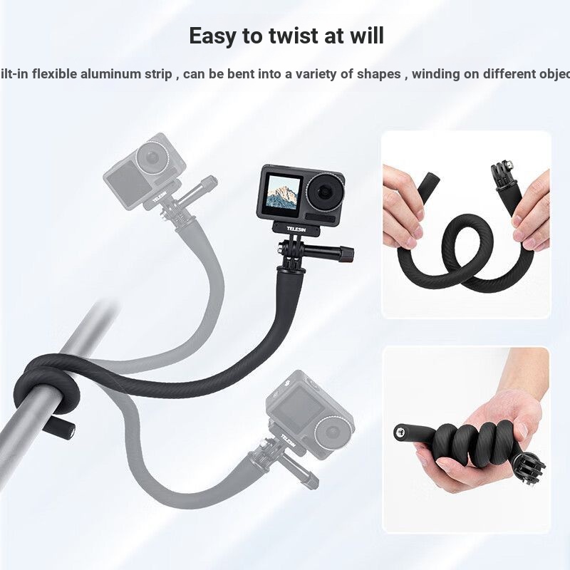 TELESIN วงเล็บแบบยืดหยุ่นเหมาะสําหรับ Insta360 Go 3s/X5/X4/ACE PRO/Go3/X3/oneX2/Gopro ยิงขี่รถจักรยานยนต์วงเล็บยึด