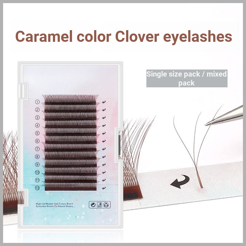 0.05 สีคาราเมล Clover Grafting ขนตาสีน้ําตาลเข้มธรรมชาติ yy อัพเกรดขนตาปลอมหนา Beauty Eyelash Shop ปลูกขนตาเฉพาะ