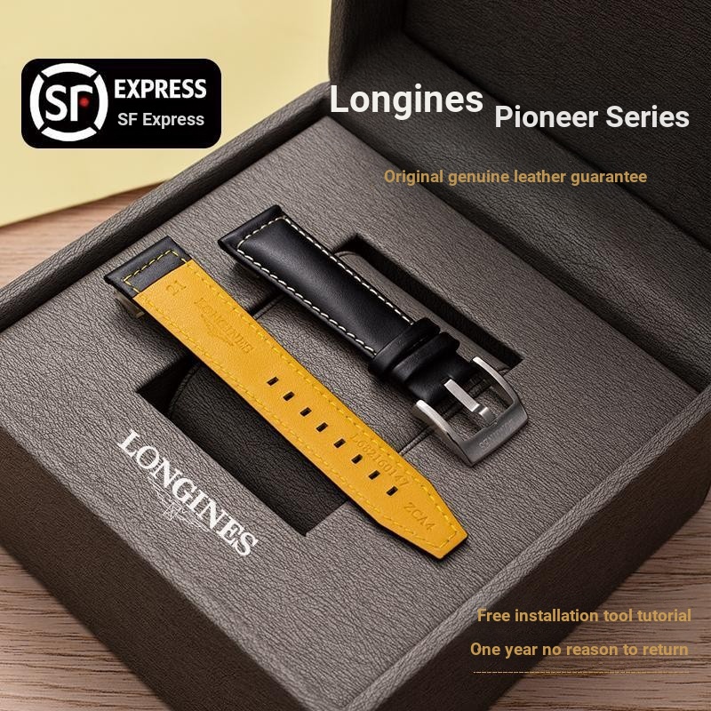 Langqin Pioneer Strap Series สายหนังแท้ Five-Star Admiral Zulu Time Equestreen สายนาฬิกาชาย