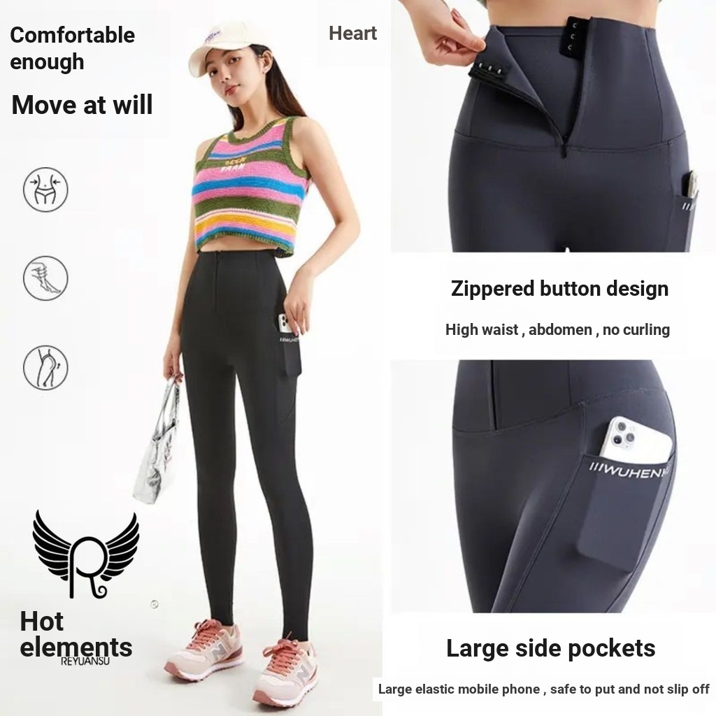 Tik Tok หวาน Contrast สไตล์ Hot Element ซิปหน้าอกกระเป๋า Shark กางเกงผู้หญิงเอวสูง Belly-แคบสะโพกยก Out